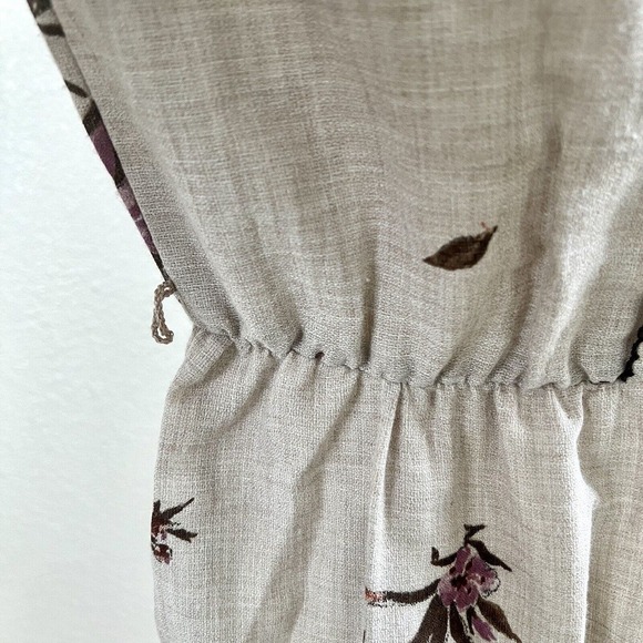 Vtg 70’s Sunshine Alley Brown Beige Floral Bird Print Dress Sz 16 With Tie Neck - Picture 13 of 16